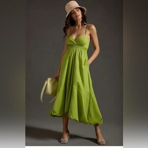 By Anthropologie V-Neck Tiered Bubble-Hem Dress SZ L